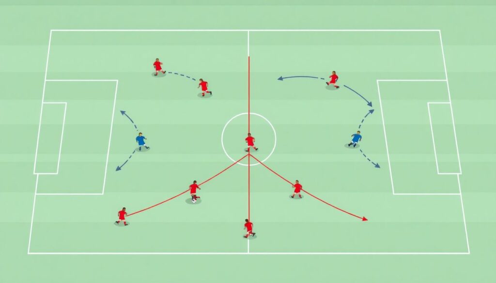Ключевые фигуры в линиях последнего паса - иллюстрация