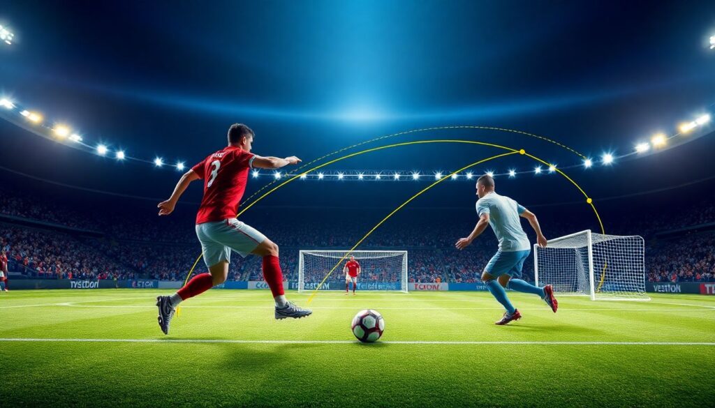 Голевые конвейеры: длинные передачи и завершение - иллюстрация