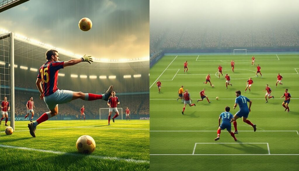 Голевые конвейеры: длинные передачи и завершение - иллюстрация